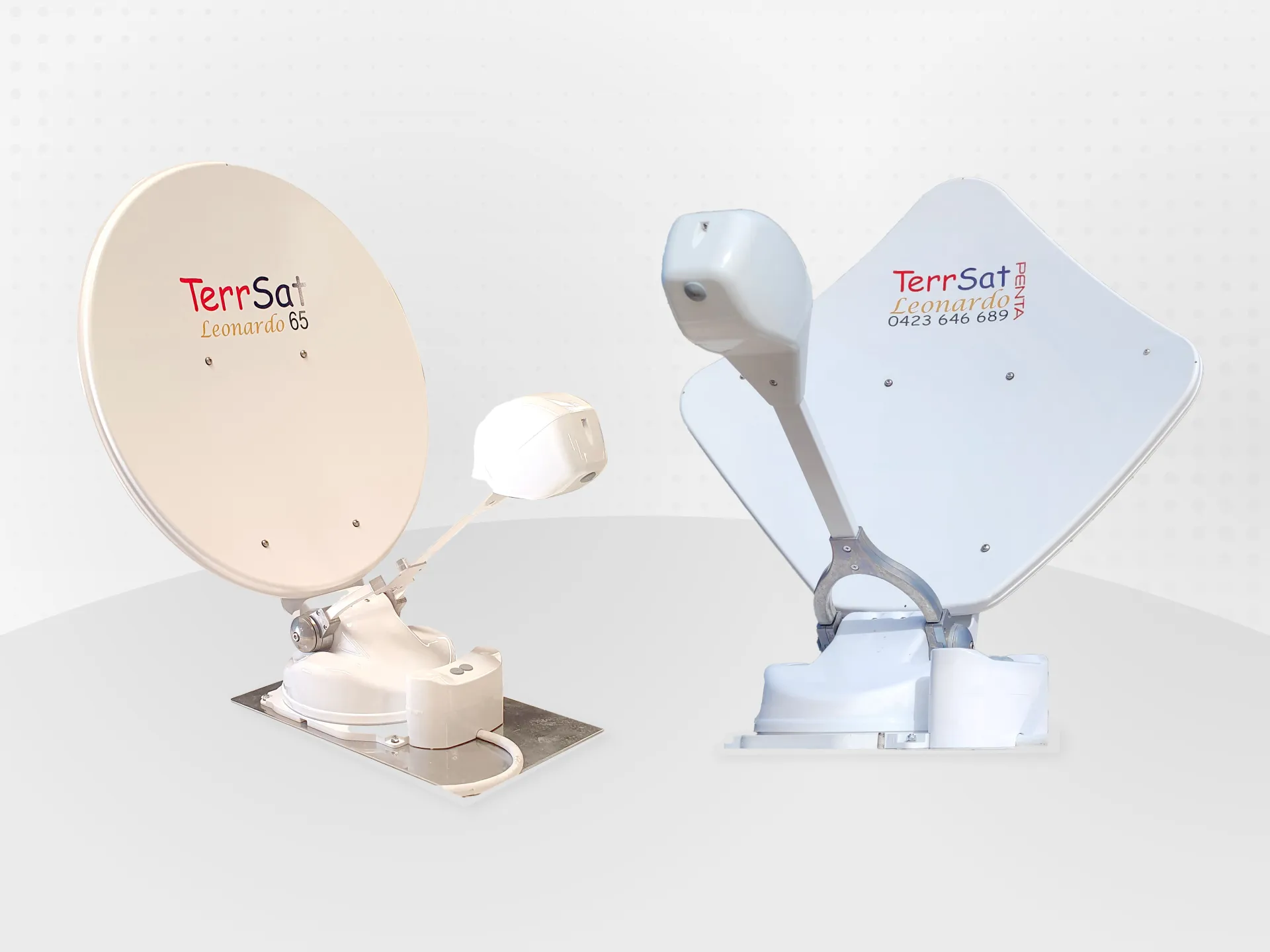 A mocked up graphic of 2 TerrSat antennas.